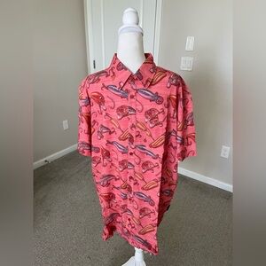 NWT Psycho Tuna Pink/peach Lure Master Short Sleeve Button down Shirt Size XL